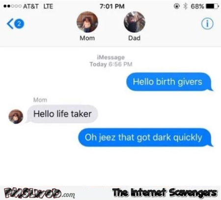 Funny birth givers text message reply