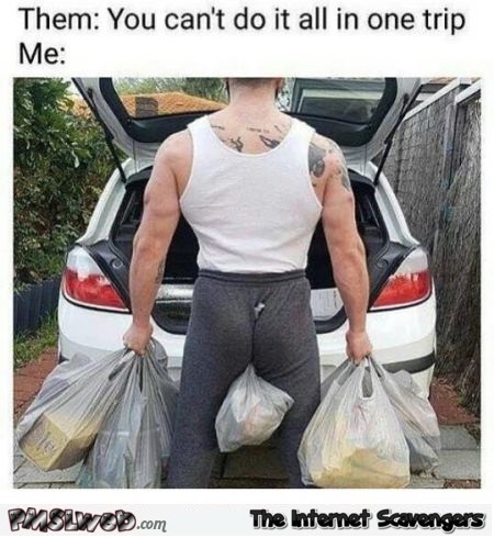 Carrying in the shopping in one trip funny meme - Funny Internet pictures @PMSLweb.com