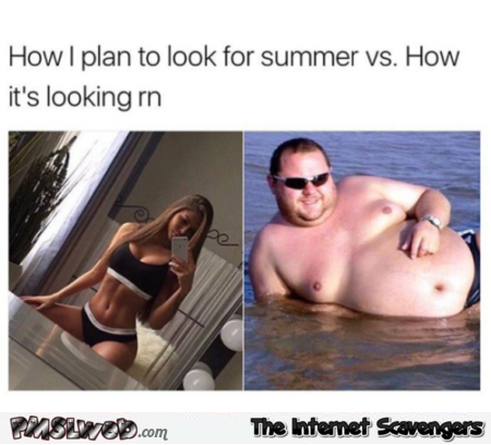 How I plan to look this summer versus how I look funny meme @PMSLweb.com