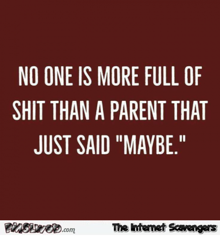 No one is more full of shit than a parent that just said maybe funny quote - Hump Day Shitz n Giggles @PMSLweb.com