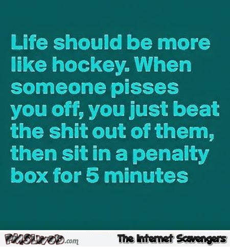 Life should be more like hockey funny sarcastic quote @PMSLweb.com