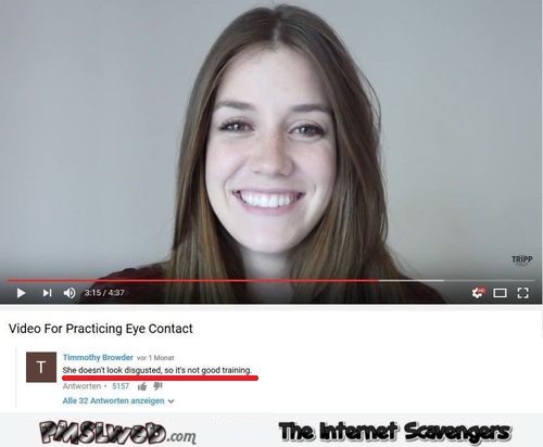 Video for practicing eye contact funny comment @PMSLweb.com
