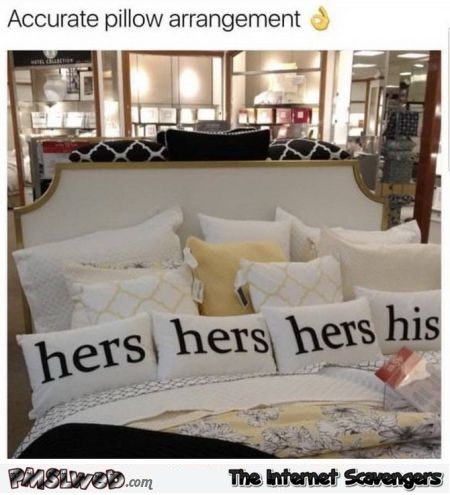 Funny accurate pillow arrangement meme