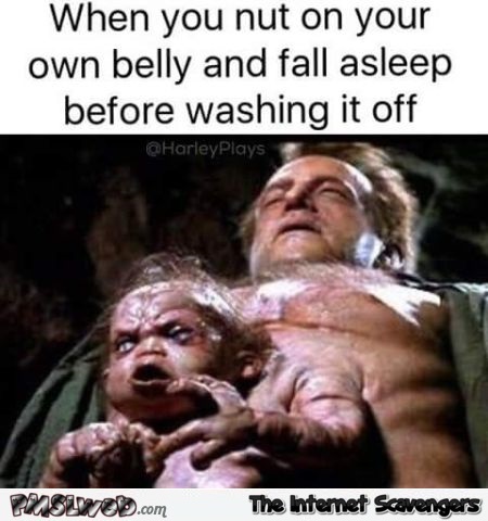  When you nut on your own belly funny adult meme @PMSLweb.com