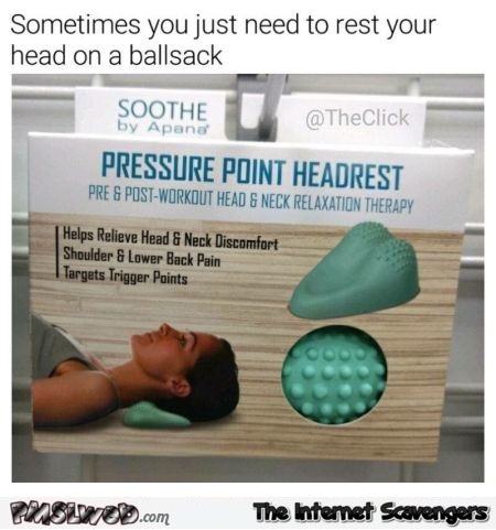 Sometimes you need to rest your head on a ballsack funny adult meme @PMSLweb.com