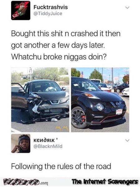 I crashed my new car funny post comment