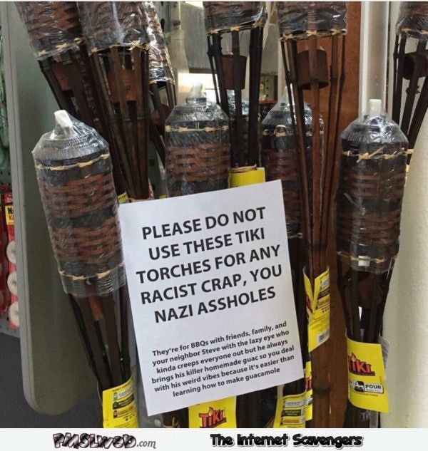 Funny Tiki torches sign