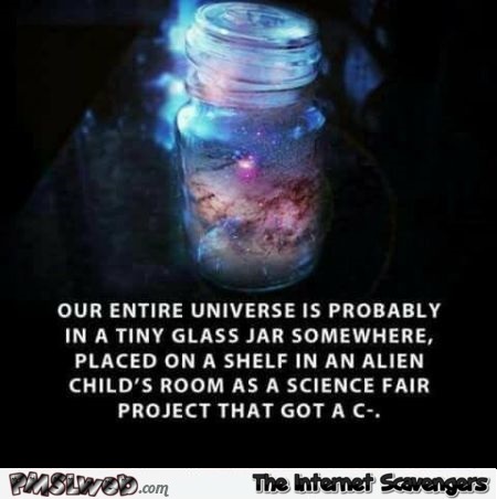 Our entire universe is probably an alien child's school project sarcastic humor @PMSLweb.com