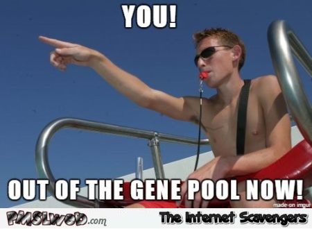 Out of the gene pool now funny sarcastic meme @PMSLweb.com