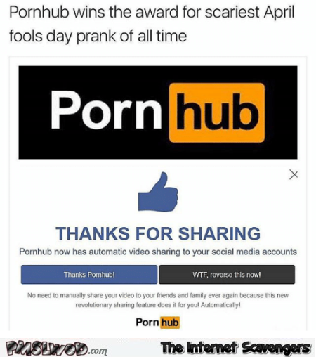 Funny PornHub April fool's prank adult humor - Adults only memes @PMSLweb.com
