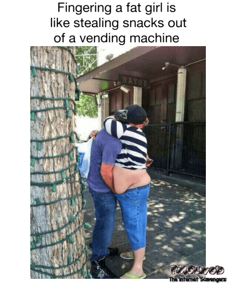 Fingering a fat girl is like stealing snacks out of a vending machine adult meme @PMSLweb.com