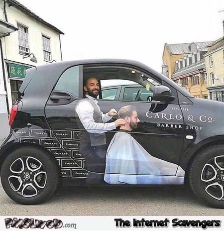 Funny awesome barber car advertising @PMSLweb.com