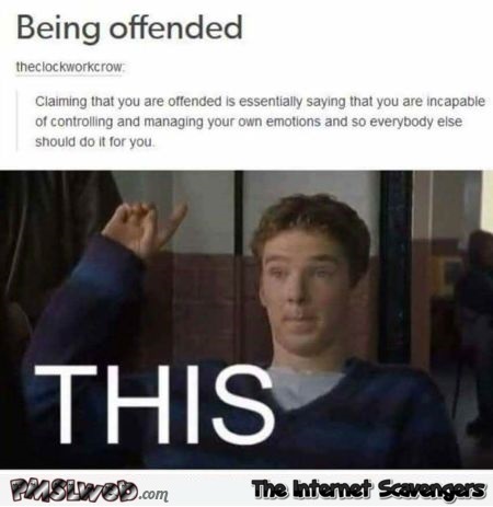 Funny definition of being offended - Jocular memes and pictures @PMSLweb.com
