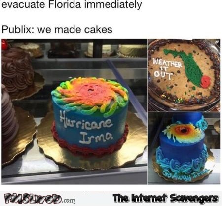 Let's make cakes instead of evacuating funny Hurricane Irma meme @PMSLweb.com