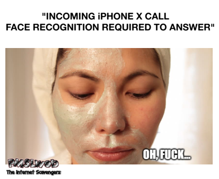 Incoming iPhoneX call funny meme @PMSLweb.com