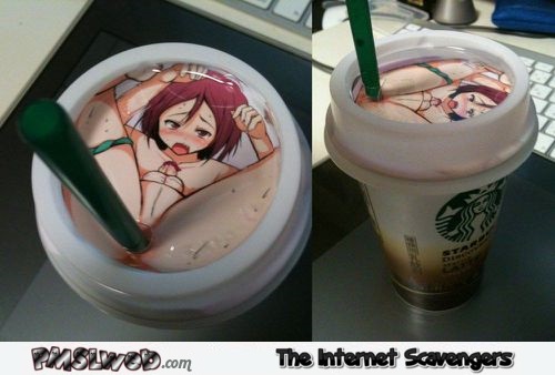 Naughty Starbucks anime lid @PMSLweb.com