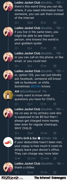 Ask Chili's a question Twitter humor