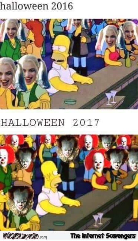 Halloween 2016 versus Halloween 2017 meme - Funny Halloween  pictures @PMSLweb.com