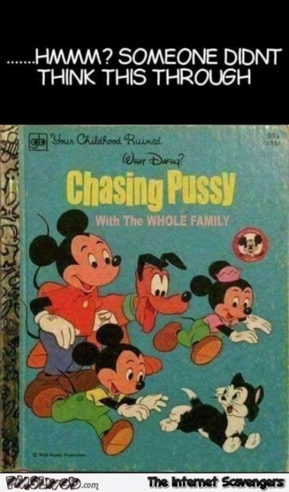 Chassing pussy with the whole family funny Disney golden book cover