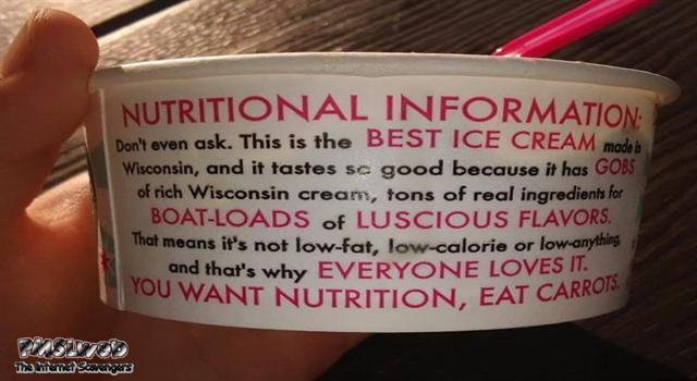 Funny nutritional information label - Pics and giggles @PMSLweb.com