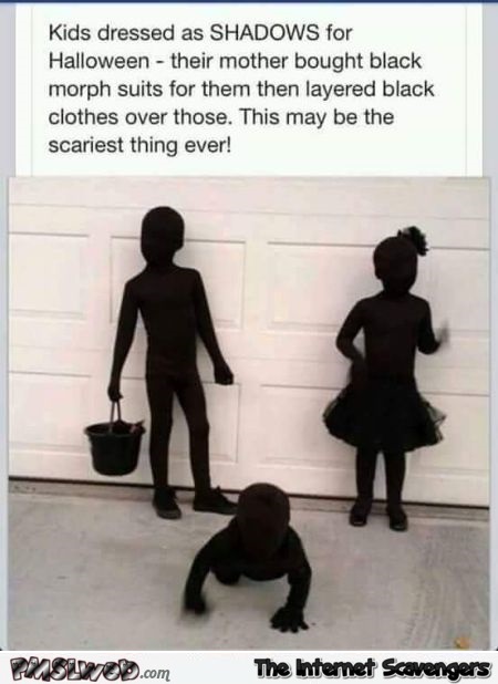 Kids dressed as shadows for Halloween humor @PMSLweb.com
