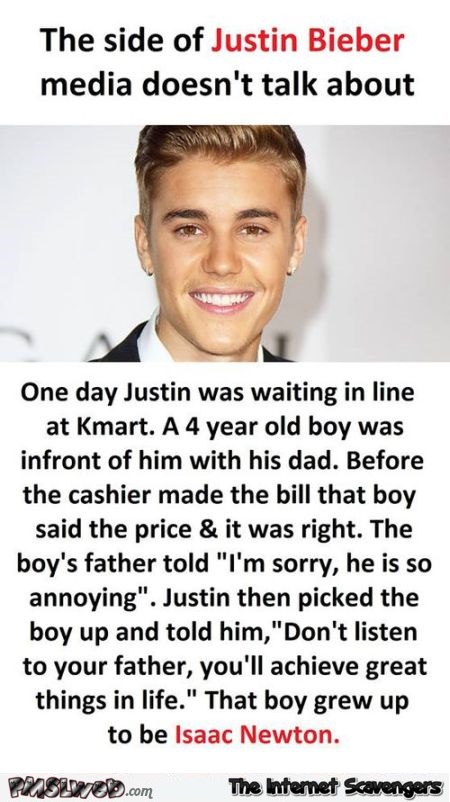 The side of Justin Bieber media doesn't talk about funny meme @PMSLweb.com