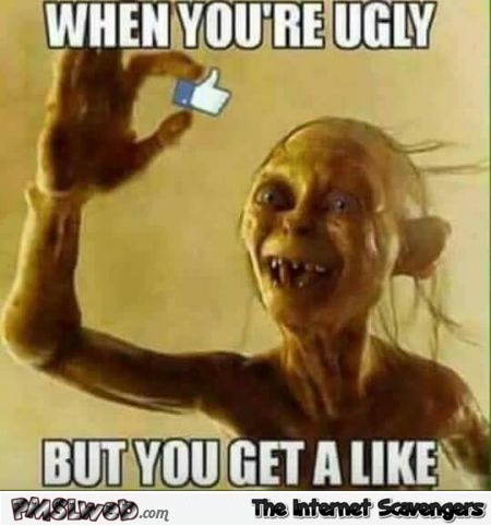 When you're ugly but get a like funny sarcastic meme - Funny sarcastic memes @PMSLweb.com