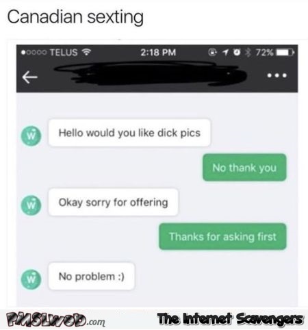 Funny Canadian sexting @PMSLweb.com