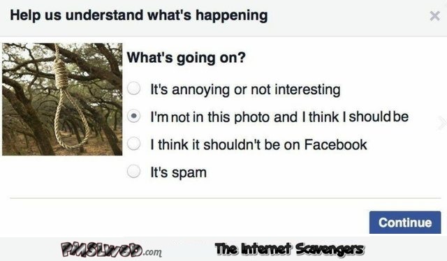 When reporting a picture on Facebook sarcastic humor - Haha Pictures @PMSLweb.com