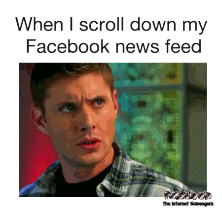 When I scroll down my Facebook news feed sarcastic gif - Hilarious sarcastic images @PMSLweb.com