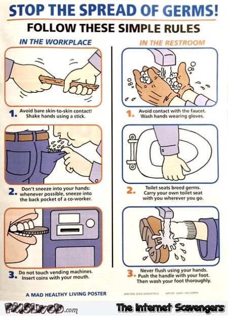 Stop the spread of germs funny guide - Funny bone zone @PMSLweb.com