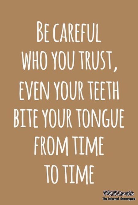 Be careful who you trust sarcastic quote - Hilarious sarcastic images @PMSLweb.com