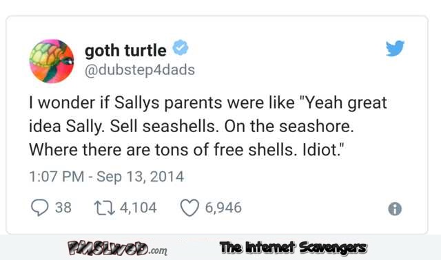 I wonder what Sally's parents thought funny tweet @PMSLweb.com