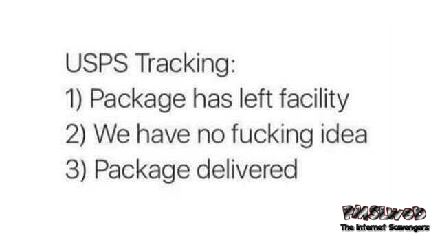 Funny sarcastic UPS tracking meme @PMSLweb.com