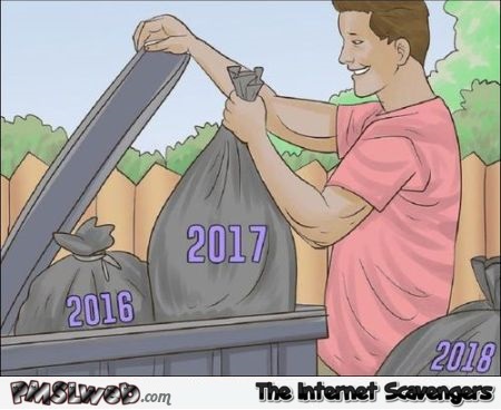 Time to take out the trash funny New year cartoon - Funny meme zone @PMSLweb.com