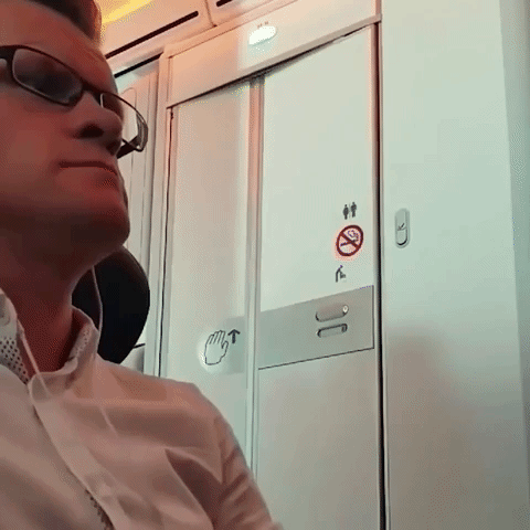 Busted coming out of the plane toilet funny gif - Funny random Internet pictures @PMSLweb.com