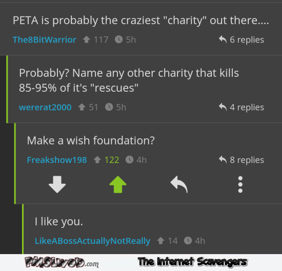 PETA versus make a wish foundation inappropriate humor @PMSLweb.com