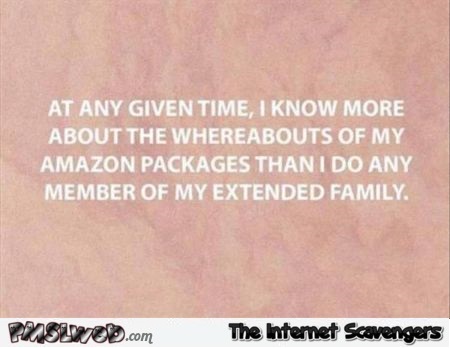 I know more about the whereabouts of my amazon packages funny quote @PMSLweb.com