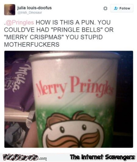 Merry Pringles funny Christmas tweet @PMSLweb.com