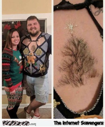 funny Christmas tree chest hair @PMSLweb.com