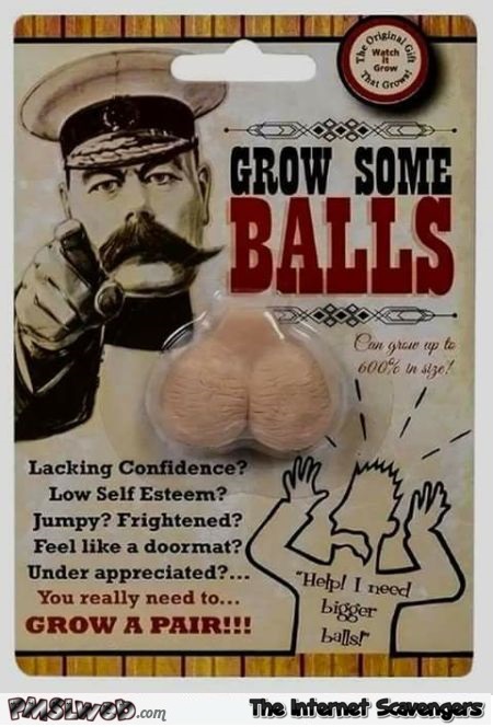 Grow some balls funny sarcastic gadget - Funny sarcastic nonsense @PMSLweb.com