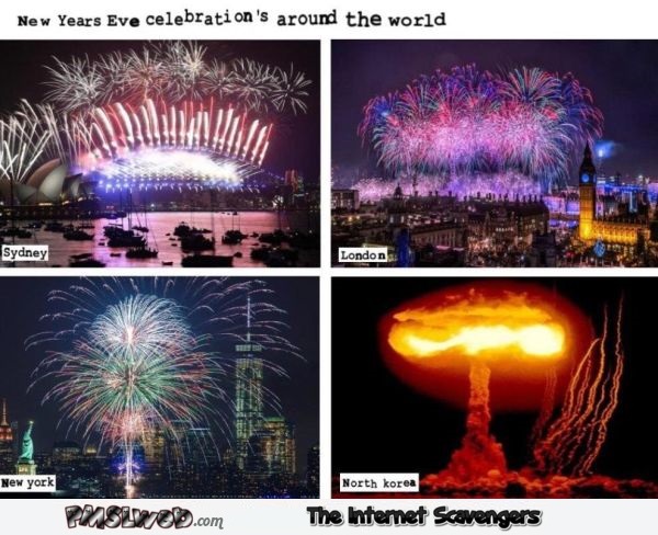 Nye celebrations around the world funny inappropriate meme @PMSLweb.com