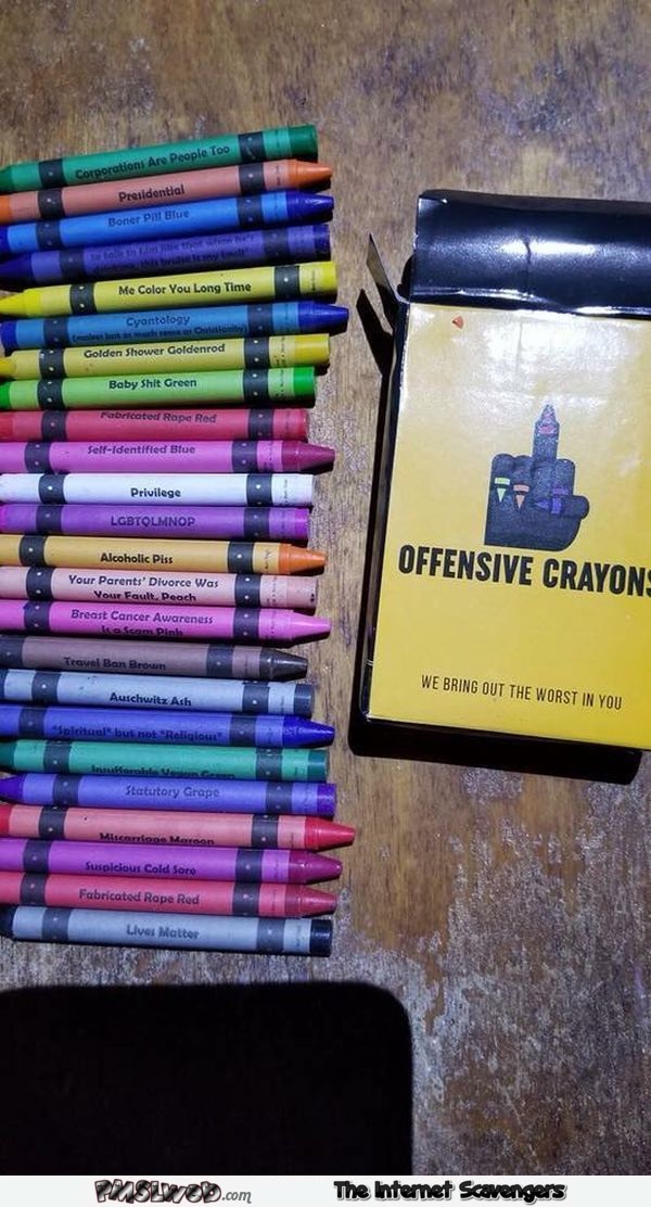 Funny offensive crayons set - LOL picture collection @PMSLweb.com