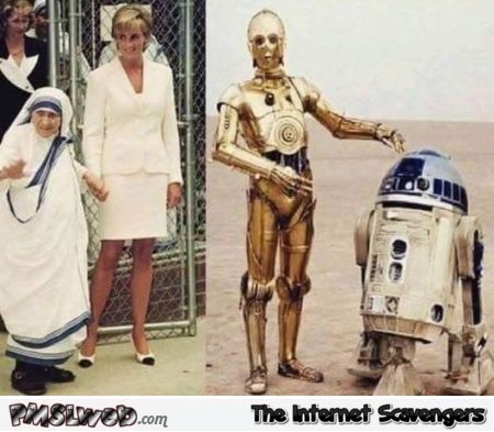 Mother Theresa & Lady Di vs R2D2 and C3PO humor @PMSLweb.com