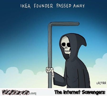Ikea founder passed away funny cartoon @PMSLweb.com