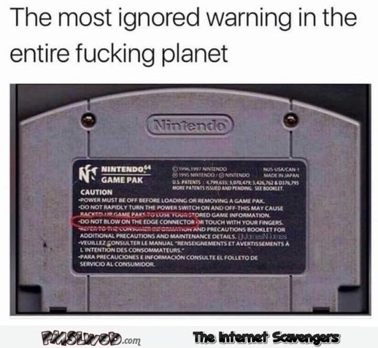 The most ignored warning in the planet funny Nintendo meme