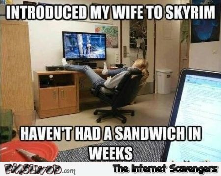 Introduced my wife to Skyrim funny meme @PMSLweb.com