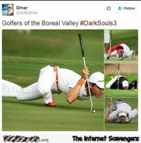 Funny DarkSouls golfers meme @PMSLweb.com