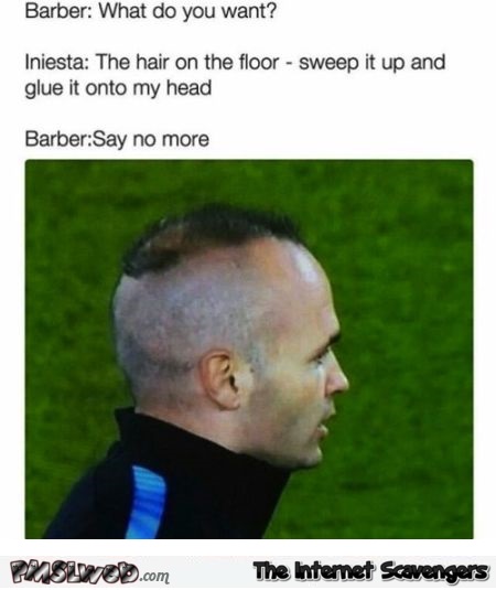 Funny barber hair on the floor meme - Funny Thursday picture dump @PMSLweb.com