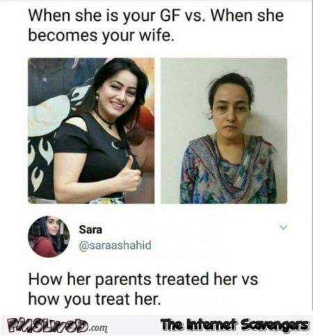 When she is your girlfriend vs when she becomes your wife funny comment